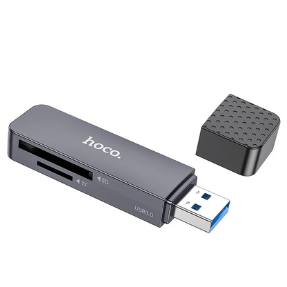 Cititor Card USB 3.0 HOCO HB45, SD - microSD, Gri