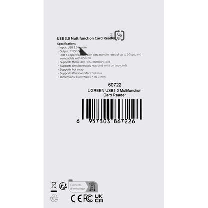 Cititor Card USB 3.0 UGREEN CM264, SD - microSD, Negru
