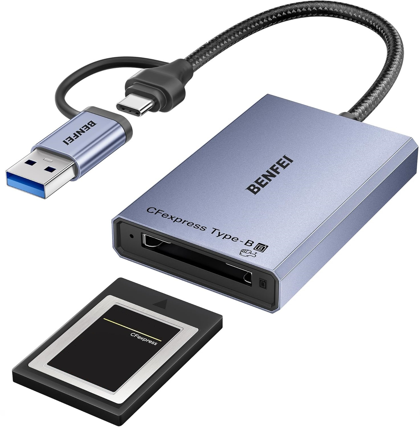 Cititor Card USB 3.2 / USB-C Benfei, CFexpress B, Gri