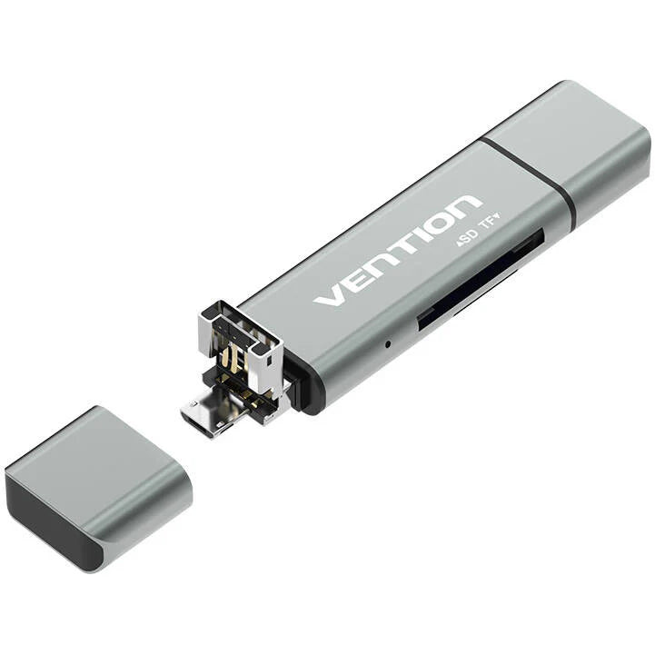Cititor Card USB / USB-C / microUSB Vention, SD - microSD, Gri CCJH0