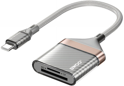 Cititor Card USB-C BWOO BZ64, SD - microSD, Gri