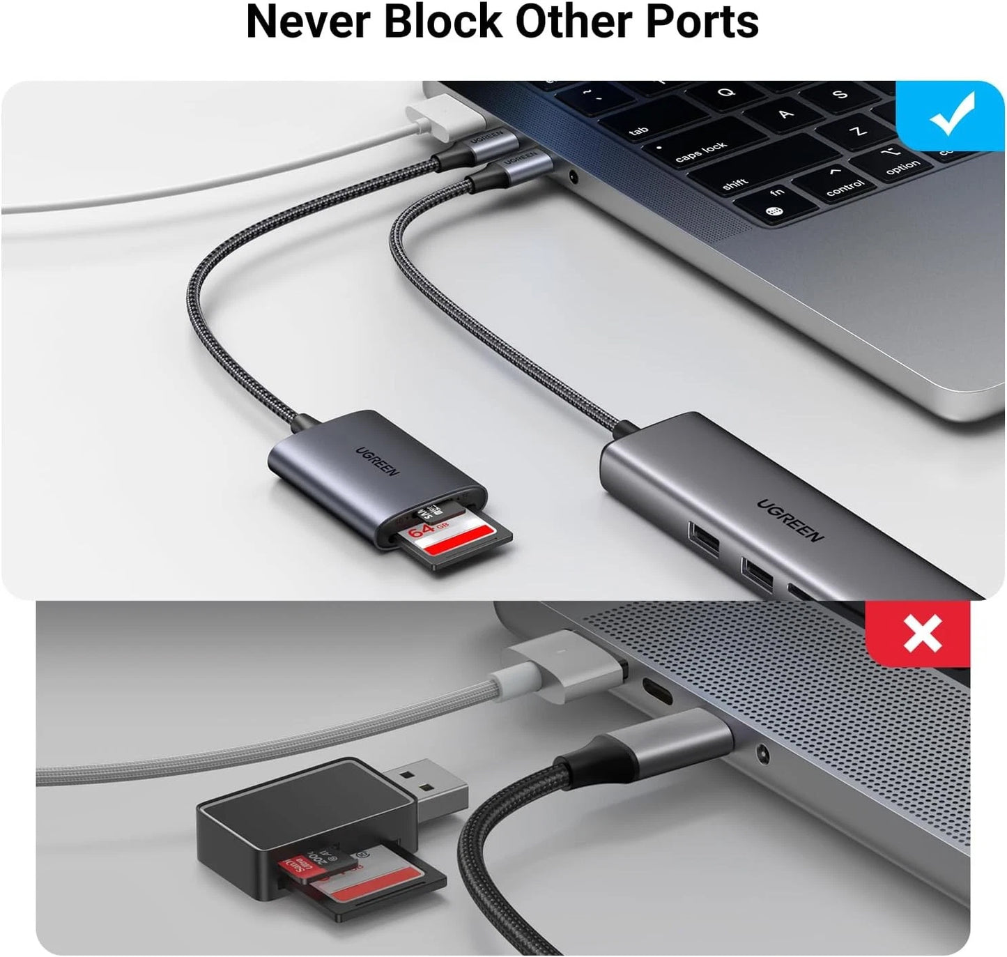 Cititor Card USB-C UGREEN CM401, SD - microSD, Gri