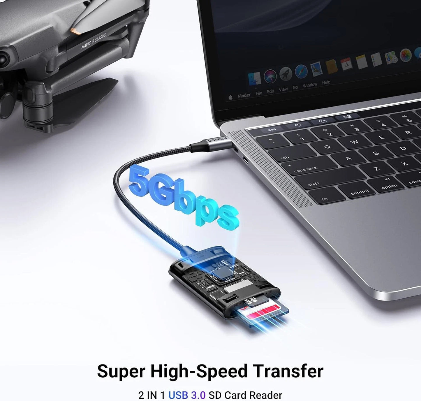 Cititor Card USB-C UGREEN CM401, SD - microSD, Gri