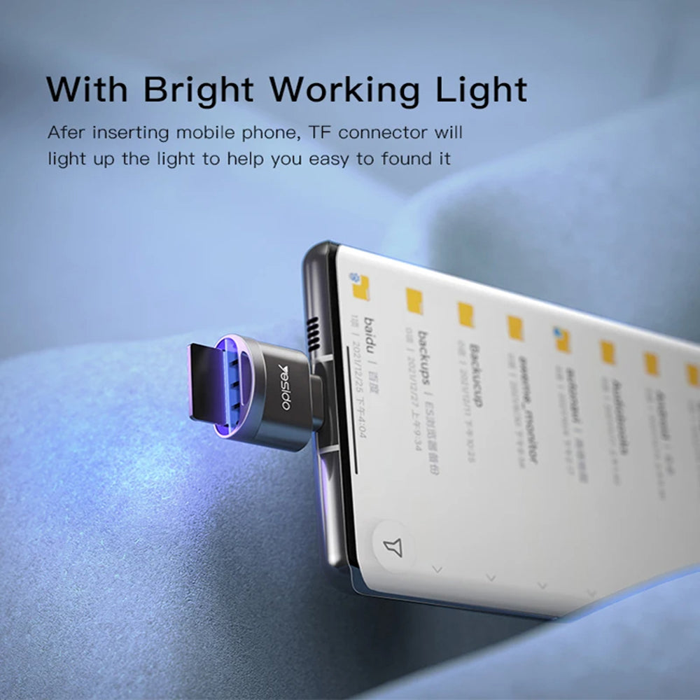 Cititor Card USB-C Yesido GS19, USB-A (OTG) - microSD, Gri