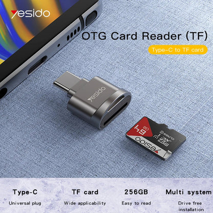 Cititor Card USB-C Yesido GS19, USB-A (OTG) - microSD, Gri