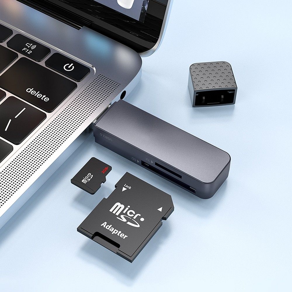 Cititor Card USB HOCO HB45, SD - microSD, Gri