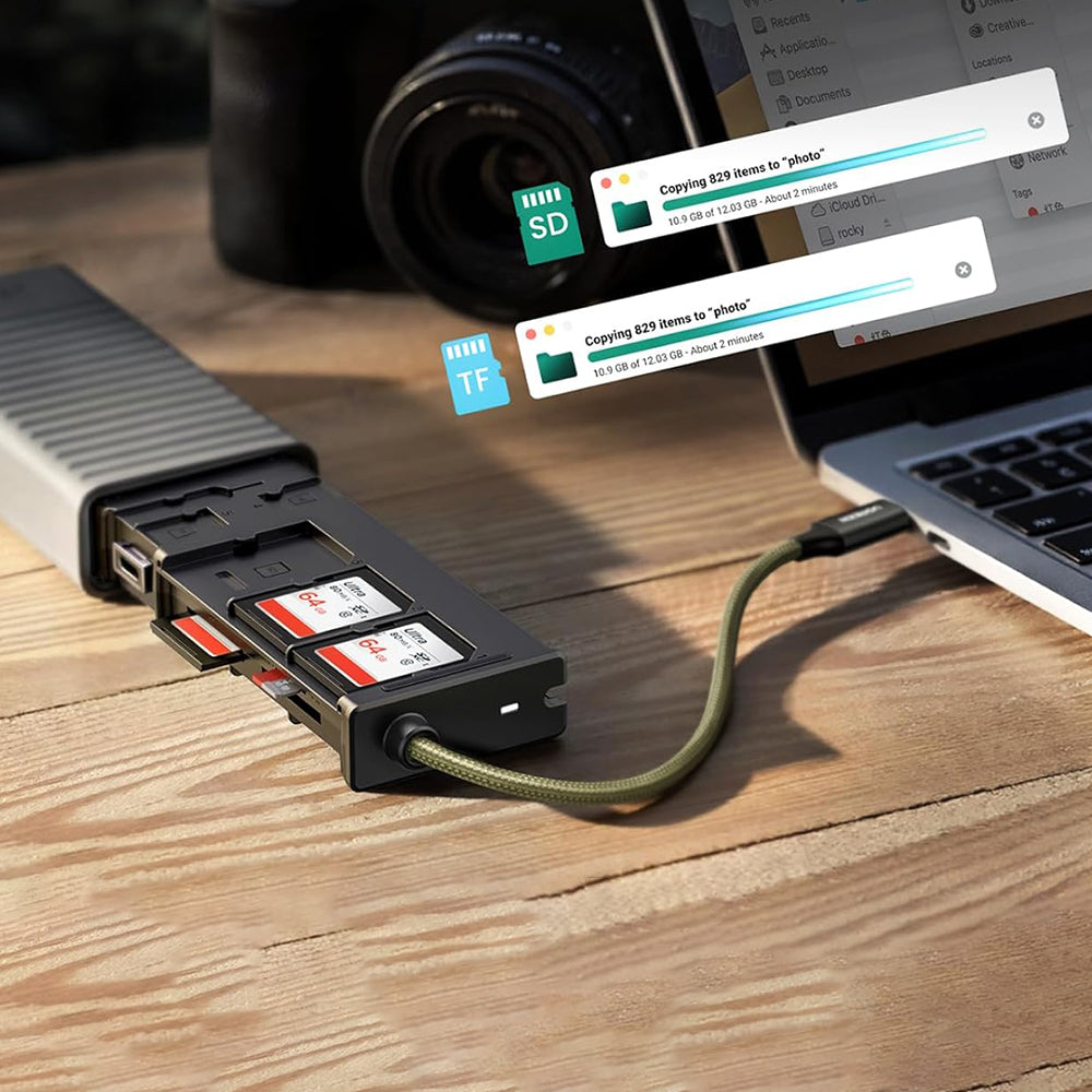 Cititor Card USB / USB-C cu Organizator UGREEN CM856 (55899), 2 x SD - microSD, Gri