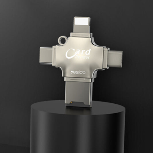 Cititor Card USB / USB-C / Lightning / microUSB Yesido GS13, microSD, Argintiu
