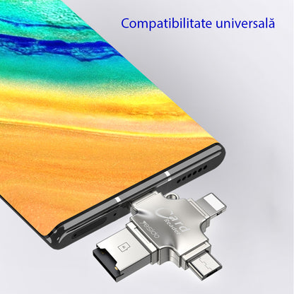 Cititor Card USB / USB-C / Lightning / microUSB Yesido GS13, microSD, Argintiu