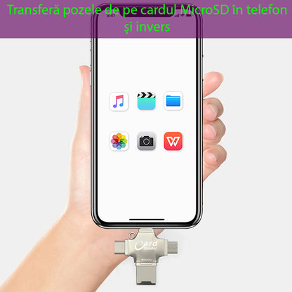 Cititor Card USB / USB-C / Lightning / microUSB Yesido GS13, microSD, Argintiu