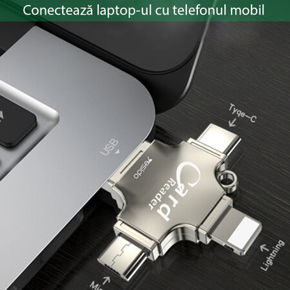 Cititor Card USB / USB-C / Lightning / microUSB Yesido GS13, microSD, Argintiu