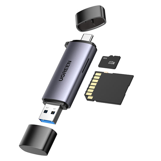 Cititor Card USB / USB-C UGREEN CM185, SD - microSD, Gri