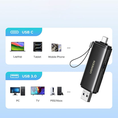 Cititor Card USB / USB-C UGREEN CM803 (65024), SD - microSD, Negru