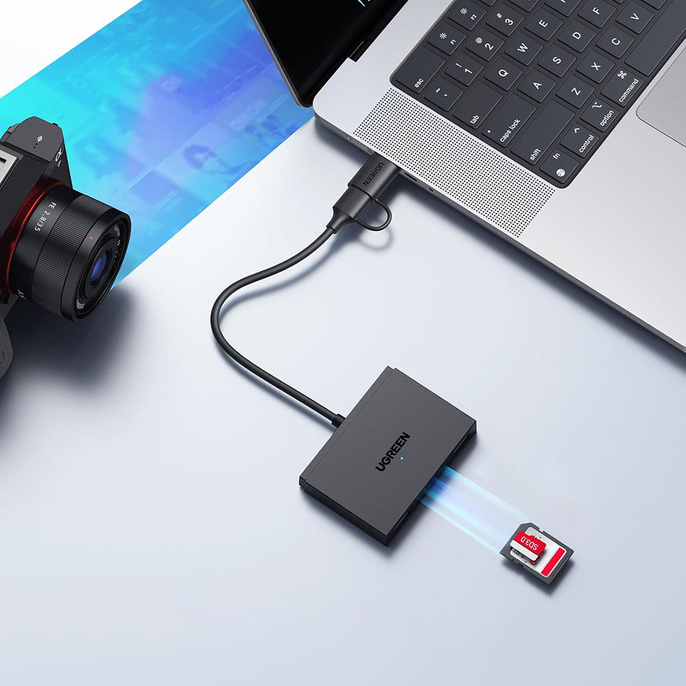 Cititor Card USB / USB-C UGREEN CM812 (45167), SD - microSD - 2 x USB-A, Negru