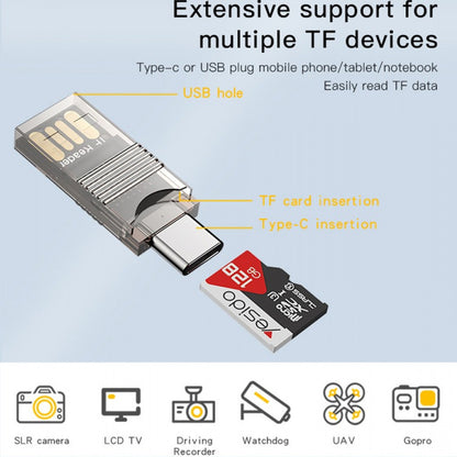 Cititor Card USB / USB-C Yesido GS21, microSD, Transparent