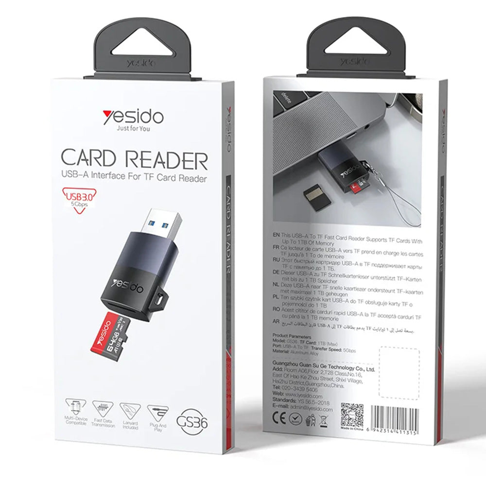 Cititor Card USB Yesido GS36, microSD, Negru