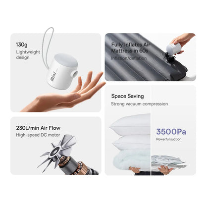 Pompa Baseus PocketGo pentru pentru saltele gonflabile, Alba C11157700221-00