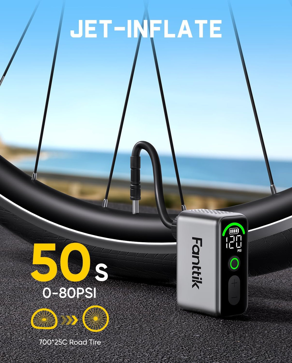 Compresor Bicicleta Fanttik X10 Ace Tiny, Gri