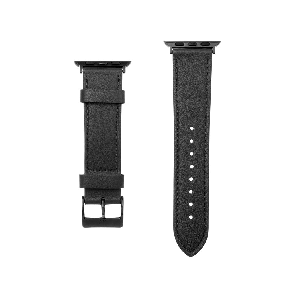 Curea Fixed Leather pentru Apple Watch 42mm / 41mm / 40mm / 38mm Series, Neagra