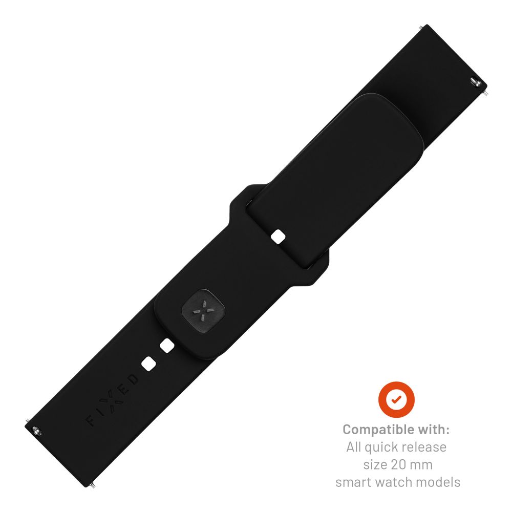 Curea Fixed Silicone Sporty pentru Samsung Galaxy Watch / Huawei Watch Series, 20mm, Neagra