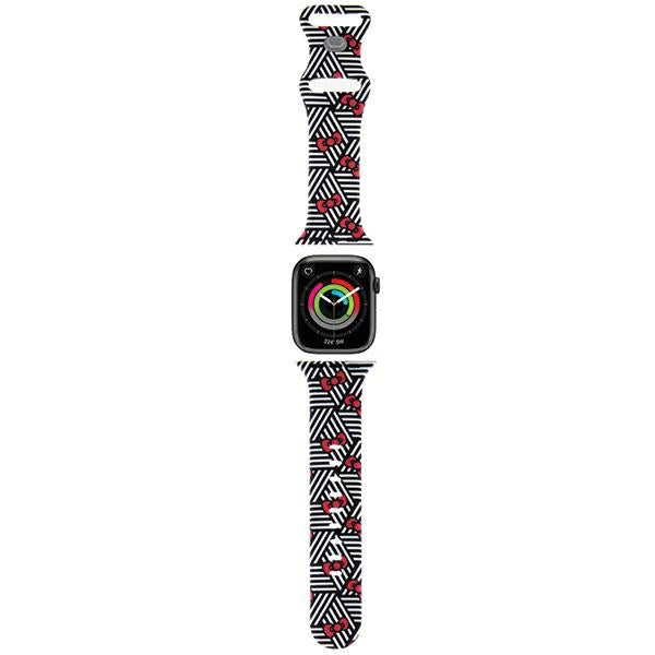 Curea Hello Kitty Silicone Bows & Stripes pentru Apple Watch 42mm / 41mm / 40mm / 38mm Series, Neagra