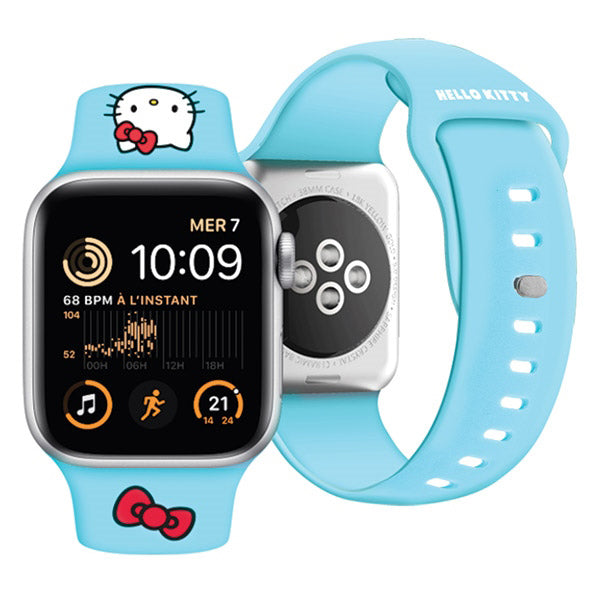 Curea Hello Kitty Silicone Kitty Head pentru Apple Watch 42mm / 41mm / 40mm / 38mm Series, Albastra