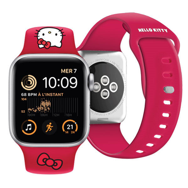 Curea Hello Kitty Silicone Kitty Head pentru Apple Watch 42mm / 41mm / 40mm / 38mm Series, Rosie
