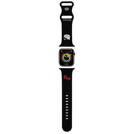 Curea Hello Kitty Silicone Kitty Head pentru Apple Watch 49mm / 46mm / 45mm / 44mm / 42mm Series, Neagra