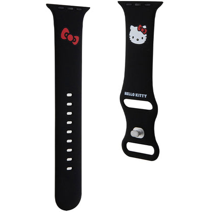 Curea Hello Kitty Silicone Kitty Head pentru Apple Watch 49mm / 46mm / 45mm / 44mm / 42mm Series, Neagra