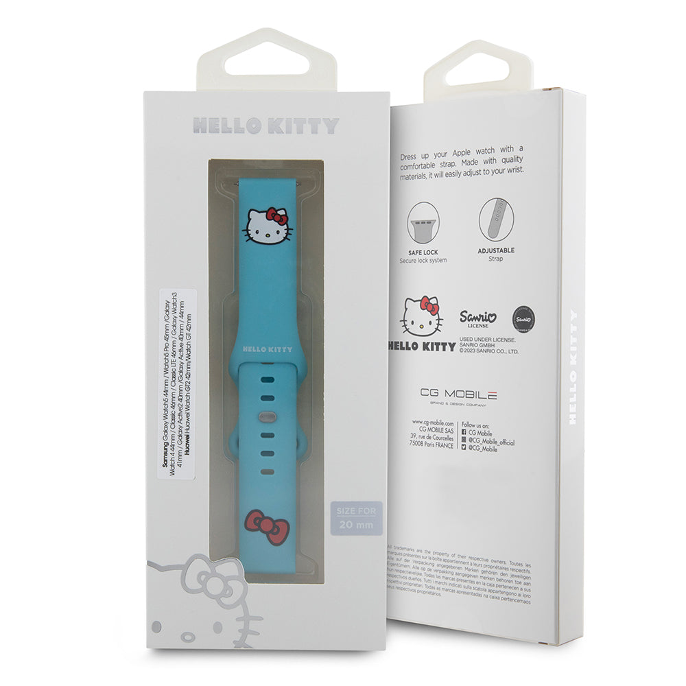 Curea Hello Kitty Silicone Kitty Head pentru Samsung Galaxy Watch / Huawei Watch Series, Albastra