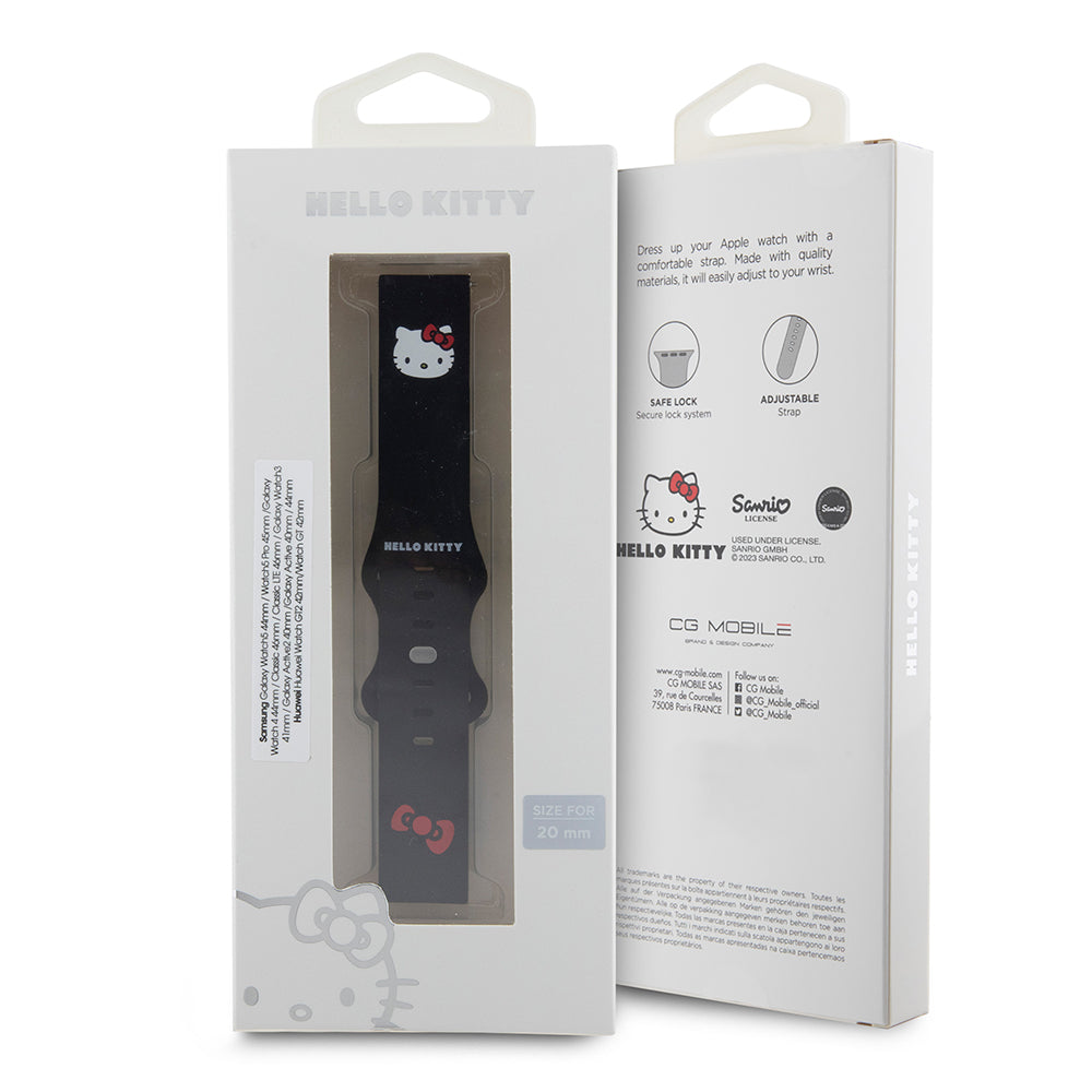 Curea Hello Kitty Silicone Kitty Head pentru Samsung Galaxy Watch / Huawei Watch Series, Neagra