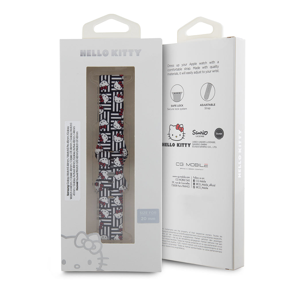 Curea Hello Kitty Silicone Tags Graffiti pentru Samsung Galaxy Watch / Huawei Watch Series, Neagra