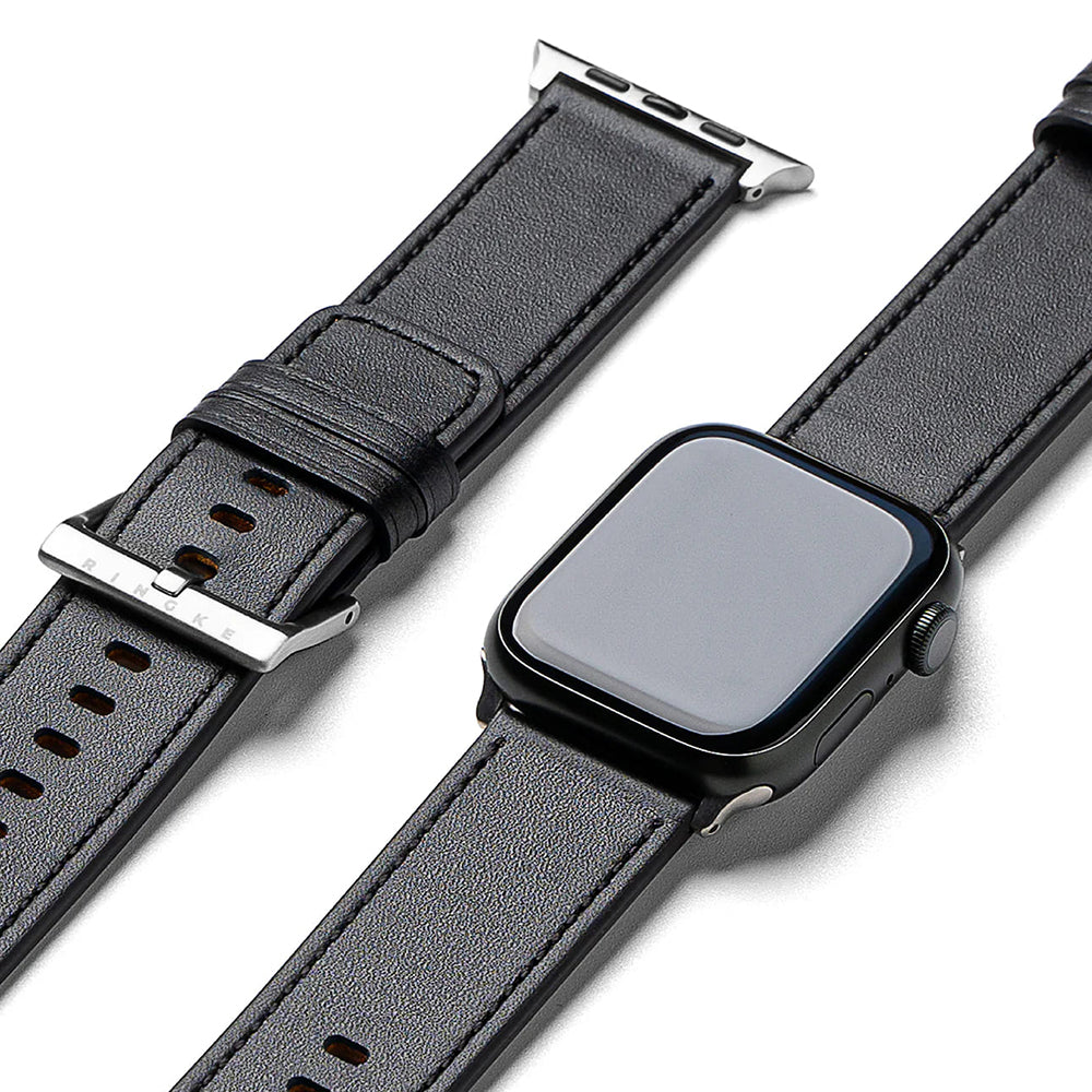 Curea Ringke Leather One pentru Apple Watch 49mm / 46mm / 45mm / 44mm / 42mm Series, Neagra