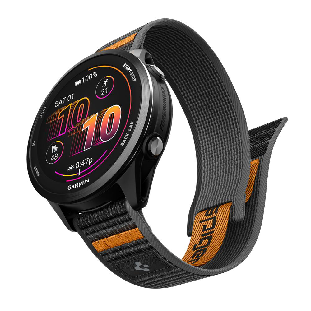 Curea Spigen Athlex Air 2 pentru Garmin Watch Venu / Forerunner Series, 22mm, Neagra Portocalie AMP11425