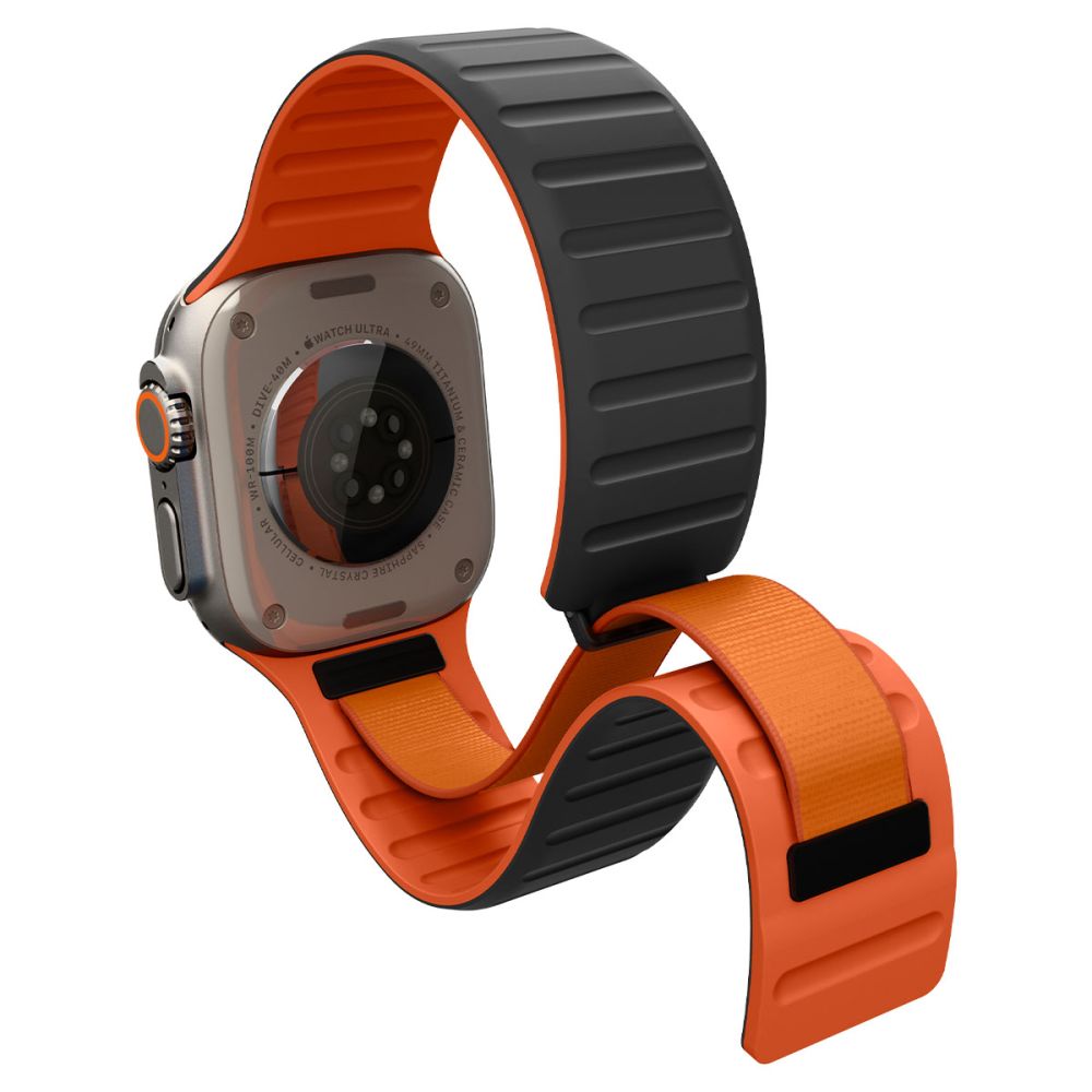 Curea Spigen Athlex Air M pentru Apple Watch 49mm / 46mm / 45mm / 44mm Series, Neagra Portocalie AMP11534