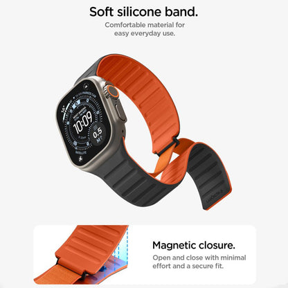 Curea Spigen Athlex Air M pentru Apple Watch 49mm / 46mm / 45mm / 44mm Series, Neagra Portocalie AMP11534