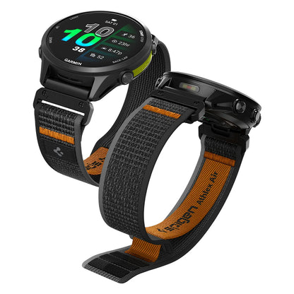 Curea Spigen Athlex Air pentru Garmin Watch Fenix / Forerunner / Approach Series, 22mm, Neagra Portocalie AMP11426