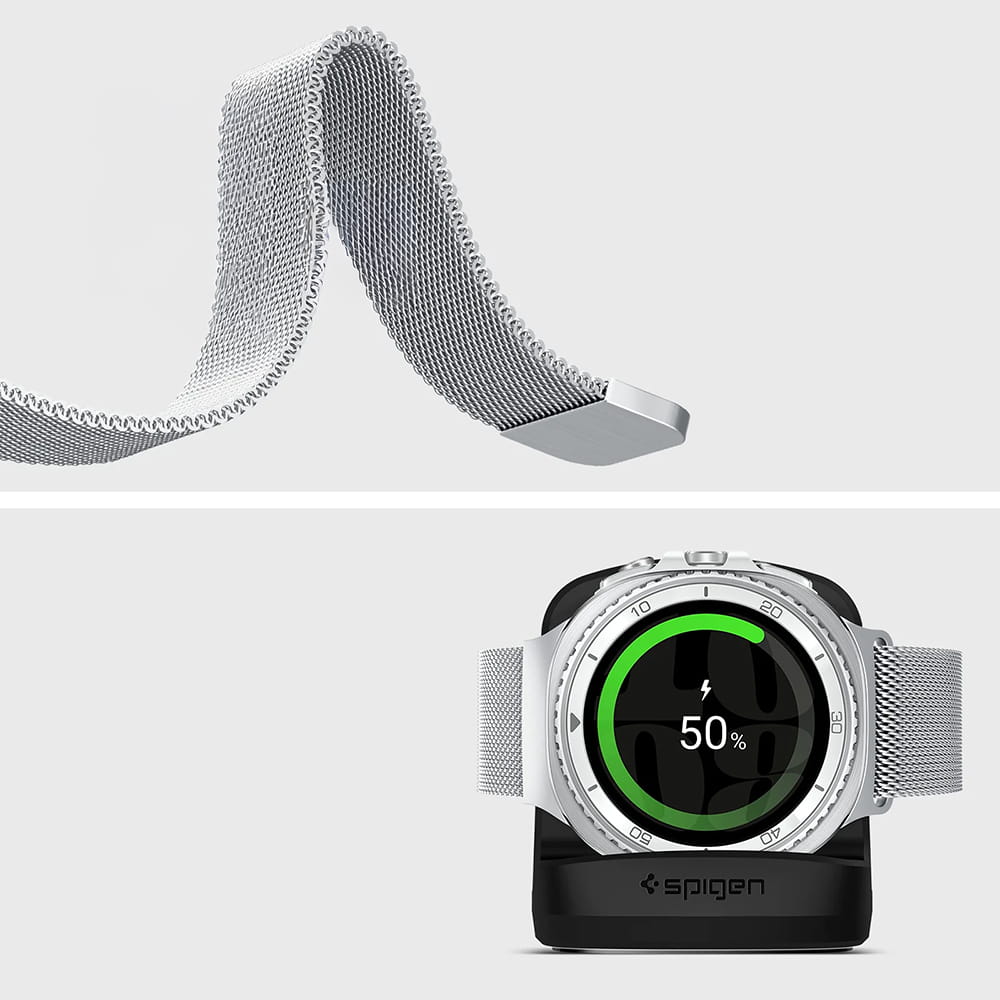 Curea Spigen Metal Fit pentru  Samsung Galaxy Watch9 / Watch8 / Watch8 Classic Series, Argintie AMP10121