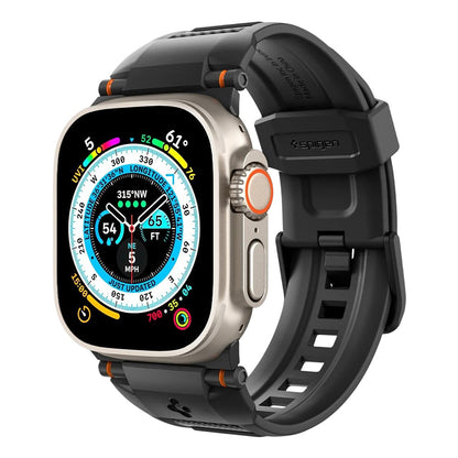 Curea Spigen Rugged pentru Apple Watch 49mm / 46mm / 45mm / 44mm / 42mm Series, Neagra AMP07105