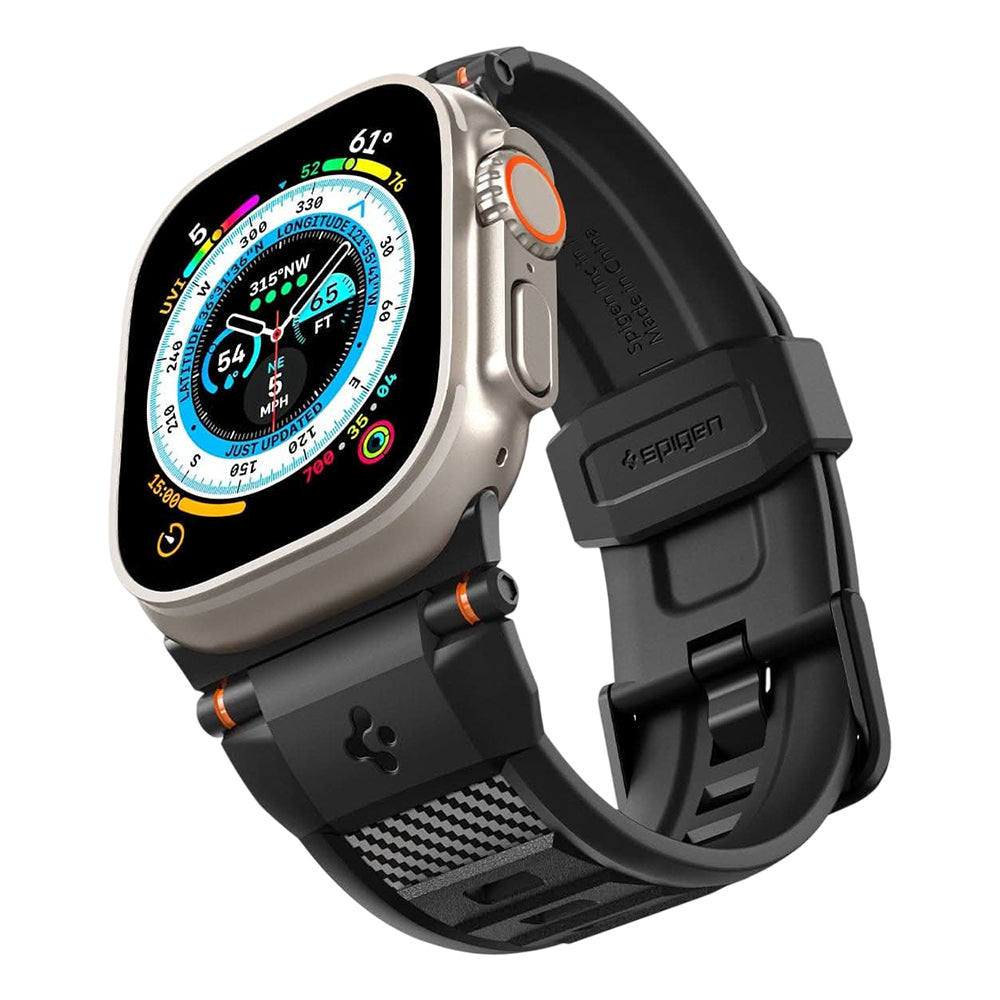 Curea Spigen Rugged pentru Apple Watch 49mm / 46mm / 45mm / 44mm  Series, Neagra Mata AMP02854