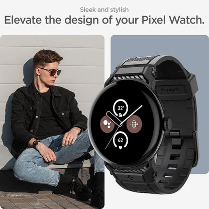 Curea Spigen Rugged pentru Google Pixel Watch 41mm Series, Neagra AMP07556
