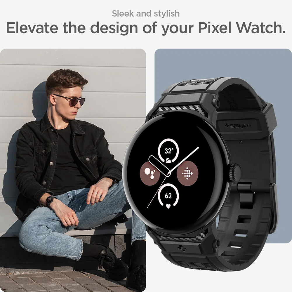 Curea Spigen Rugged pentru Google Pixel Watch 45mm Series, Neagra AMP07600