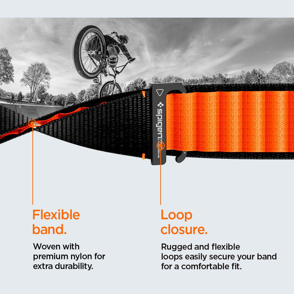 Curea Spigen WBF1 pentru Apple Watch 49mm / 46mm / 45mm / 44mm Series, Neagra Portocalie