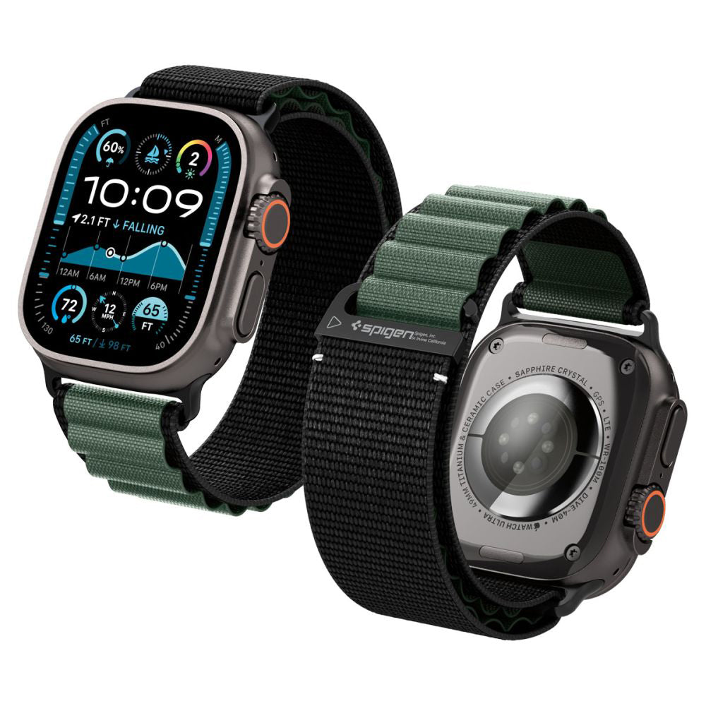 Curea Spigen WBF1 pentru Apple Watch 49mm / 46mm / 45mm / 44mm Series, Neagra Verde