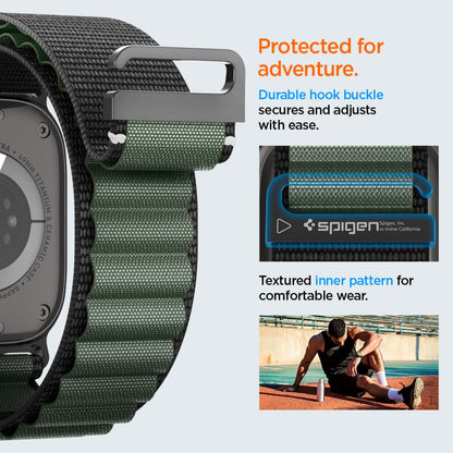 Curea Spigen WBF1 pentru Apple Watch 49mm / 46mm / 45mm / 44mm Series, Neagra Verde