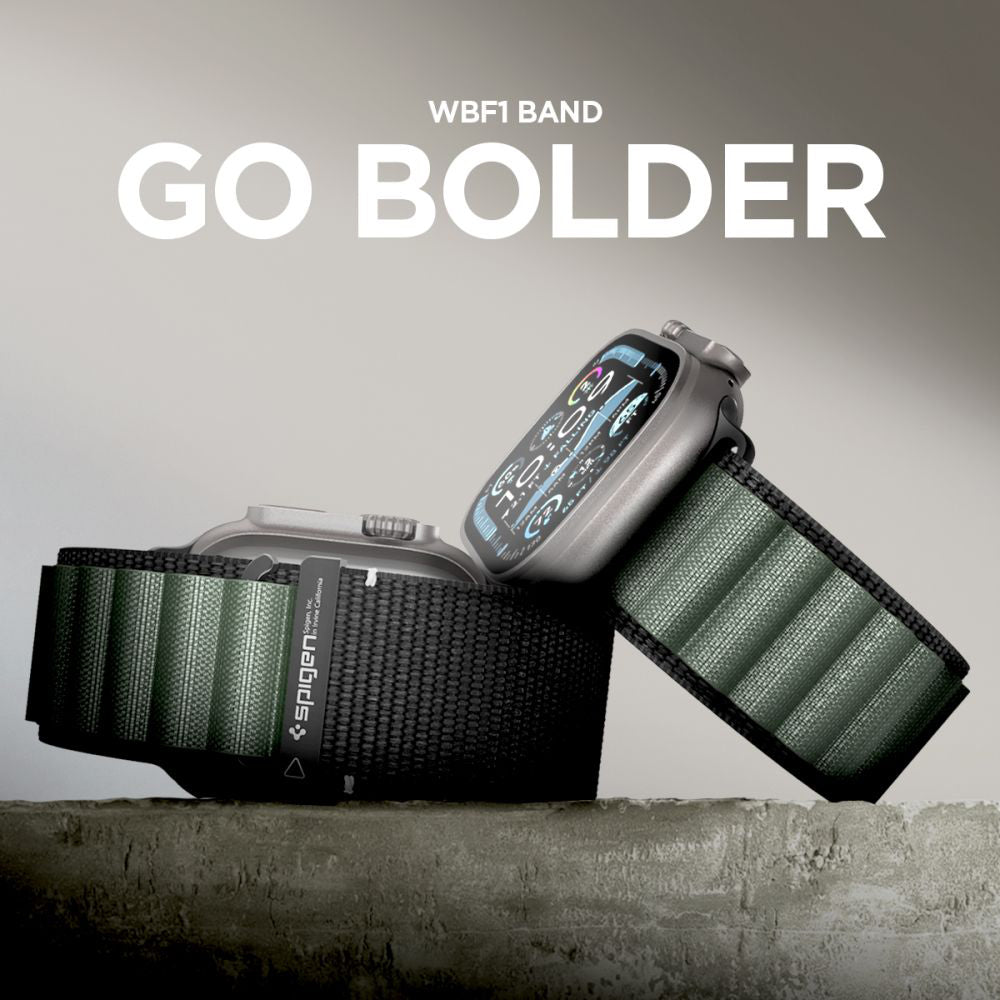 Curea Spigen WBF1 pentru Apple Watch 49mm / 46mm / 45mm / 44mm Series, Neagra Verde