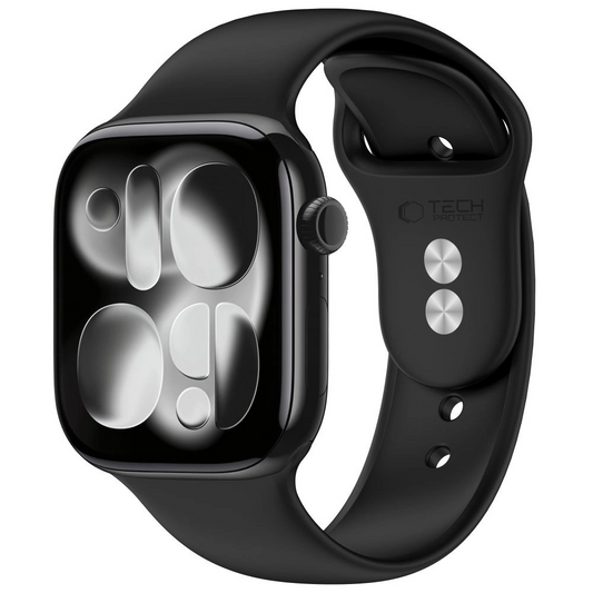 Curea Tech-Protect Silicone pentru Apple Watch 49mm / 46mm / 45mm / 44mm Series, Neagra