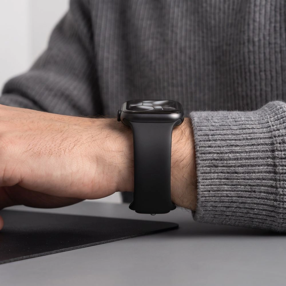 Curea Tech-Protect Silicone pentru Apple Watch 49mm / 46mm / 45mm / 44mm Series, Neagra
