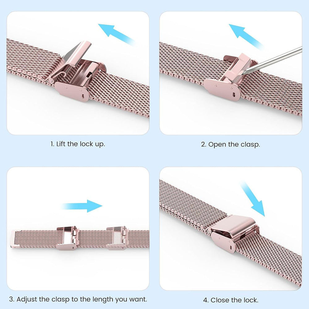 Curea Techsuit W022 pentru Xiaomi Smart Band 9 / 8, 15mm, Roz Aurie