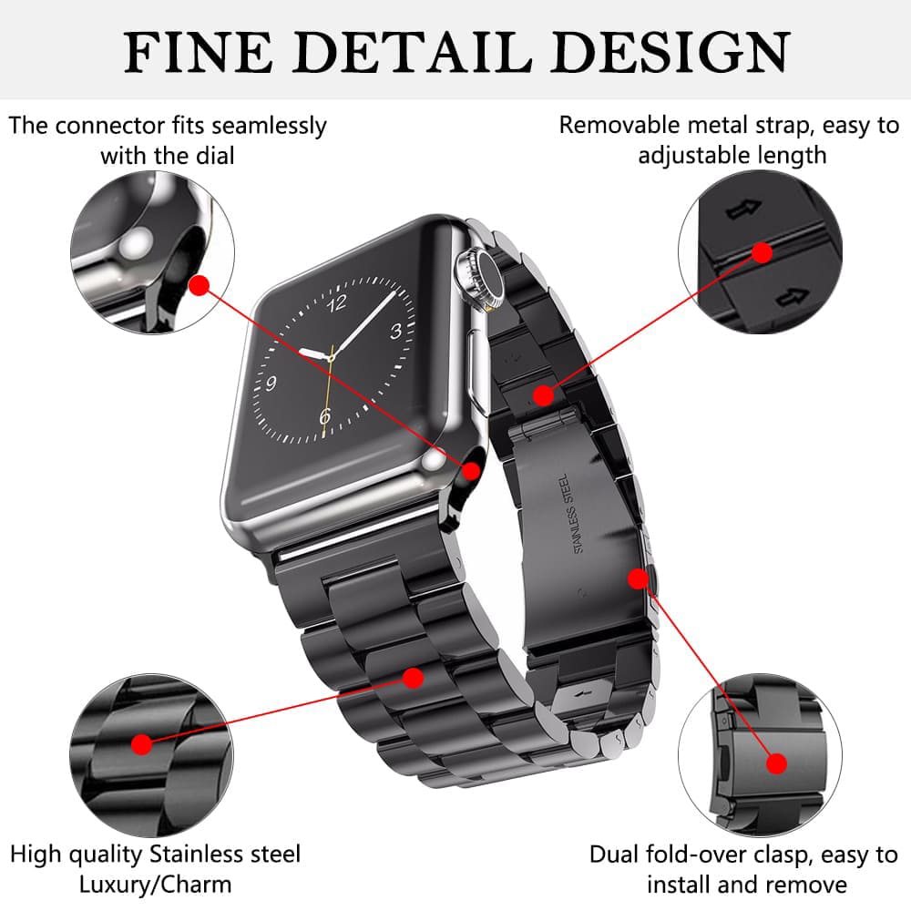 Curea Techsuit W036 pentru Apple Watch 42mm / 41mm / 40mm / 38mm Series, Neagra